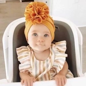 Flower Newborn Baby Headband Turban -Soft Baby Girl Headwrap Beanie Hat